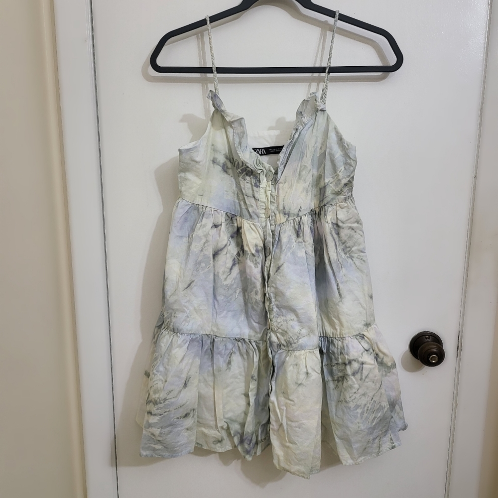 Zara Watercolor Print Sleeveless Mini Dress